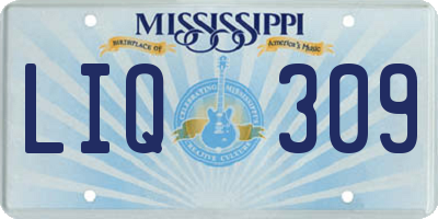 MS license plate LIQ309