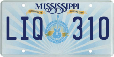 MS license plate LIQ310