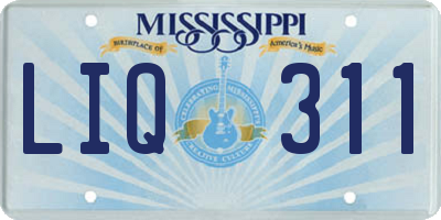 MS license plate LIQ311