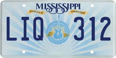 MS license plate LIQ312
