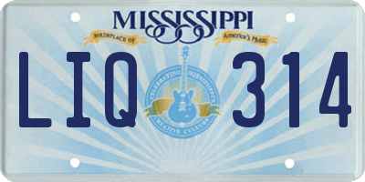 MS license plate LIQ314