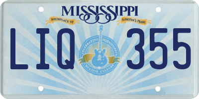 MS license plate LIQ355