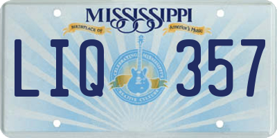 MS license plate LIQ357