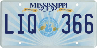 MS license plate LIQ366
