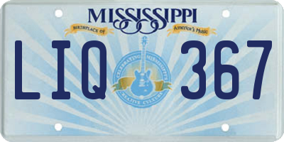 MS license plate LIQ367
