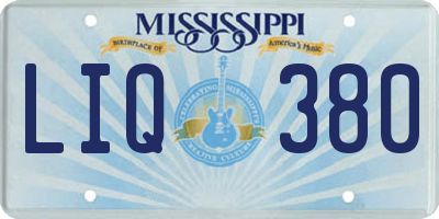 MS license plate LIQ380