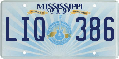 MS license plate LIQ386