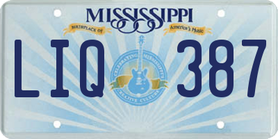 MS license plate LIQ387