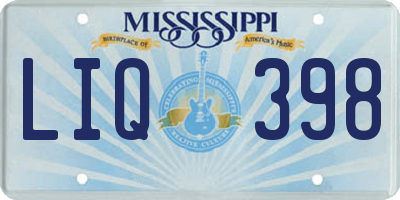 MS license plate LIQ398