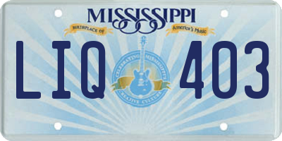MS license plate LIQ403