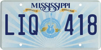 MS license plate LIQ418