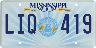 MS license plate LIQ419