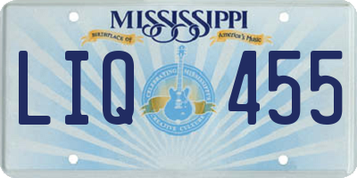 MS license plate LIQ455