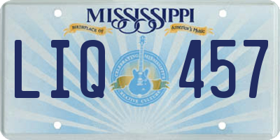 MS license plate LIQ457