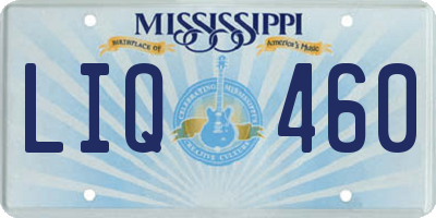 MS license plate LIQ460