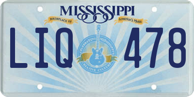 MS license plate LIQ478