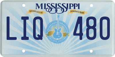 MS license plate LIQ480