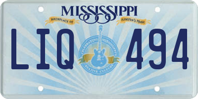 MS license plate LIQ494