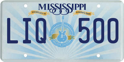 MS license plate LIQ500