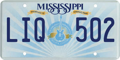 MS license plate LIQ502