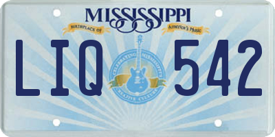 MS license plate LIQ542