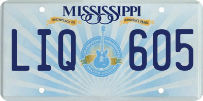 MS license plate LIQ605