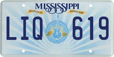 MS license plate LIQ619