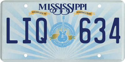 MS license plate LIQ634