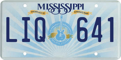 MS license plate LIQ641