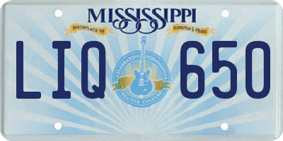 MS license plate LIQ650