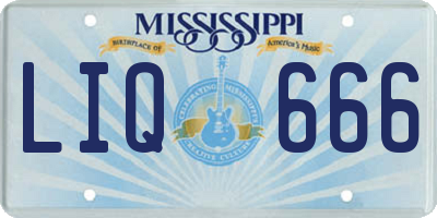 MS license plate LIQ666