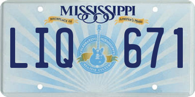 MS license plate LIQ671