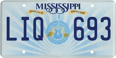 MS license plate LIQ693