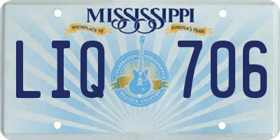 MS license plate LIQ706
