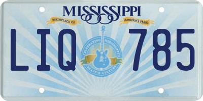 MS license plate LIQ785