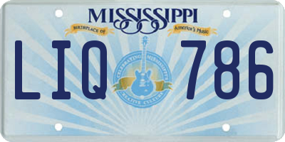 MS license plate LIQ786