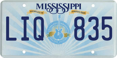 MS license plate LIQ835