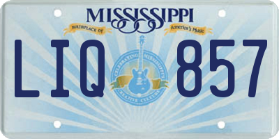 MS license plate LIQ857