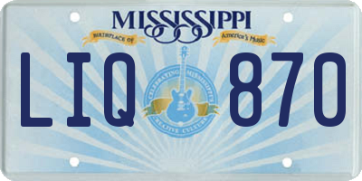MS license plate LIQ870