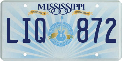 MS license plate LIQ872