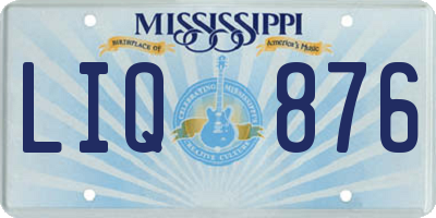 MS license plate LIQ876