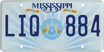 MS license plate LIQ884