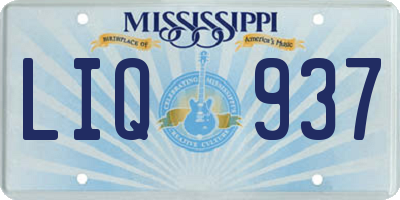 MS license plate LIQ937