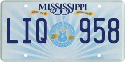 MS license plate LIQ958