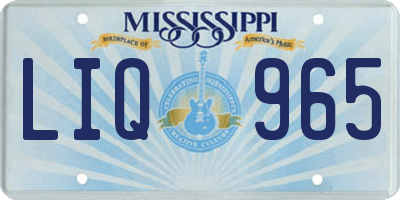 MS license plate LIQ965