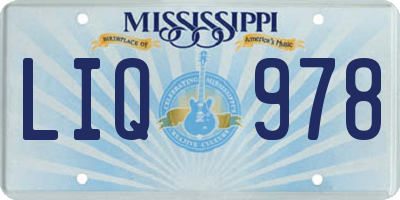 MS license plate LIQ978
