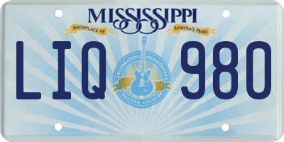 MS license plate LIQ980