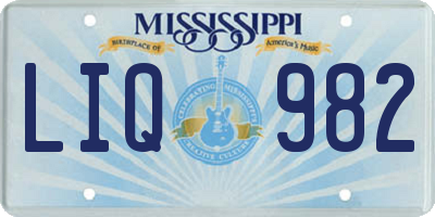 MS license plate LIQ982