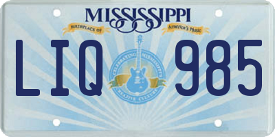 MS license plate LIQ985
