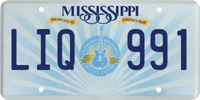 MS license plate LIQ991